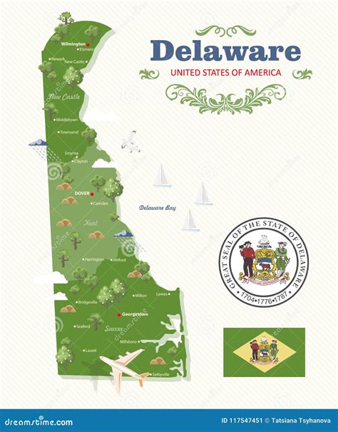 Delaware Detailed Editable Political Map With Labeling Vector