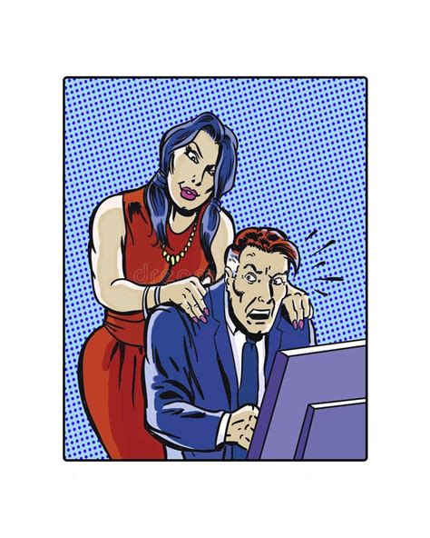 Comic Book Illustrated Female Workplace Sexual Harassment Stock
