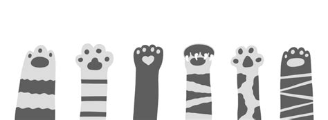 Set Of Handdrawn Cat Paws In Simple Doodle Style Featuring Amusing