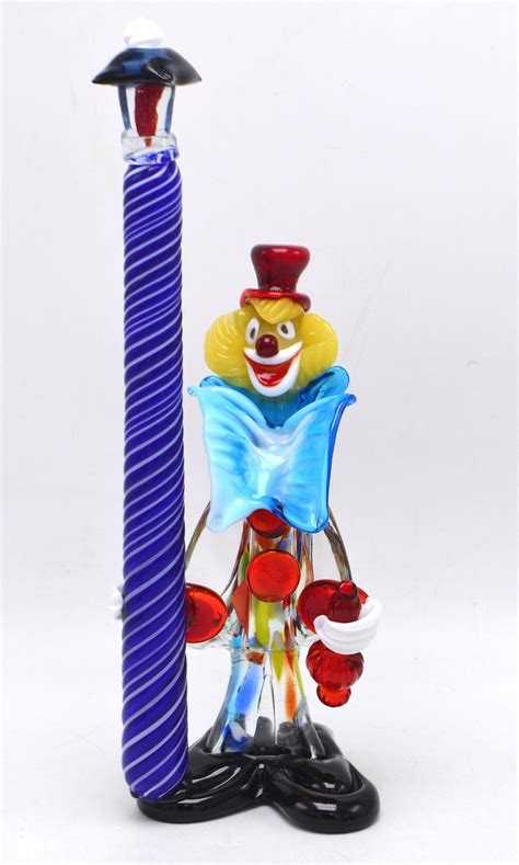Vintage Murano Art Glass Clown With Lamp Post Hand Blown Murano Glass Clown Made In Italy