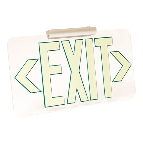 Ul Lucite Exit Sign Clear W Green Lettering Emergency Exit Signs