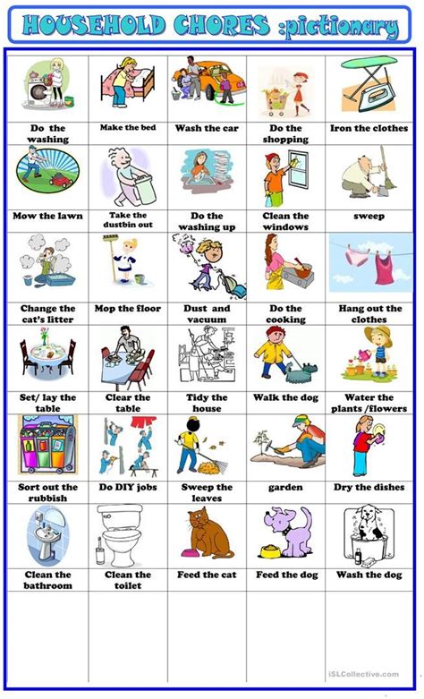 Household Chores Worksheet For Kindergarten Math Worksheets Grade 3