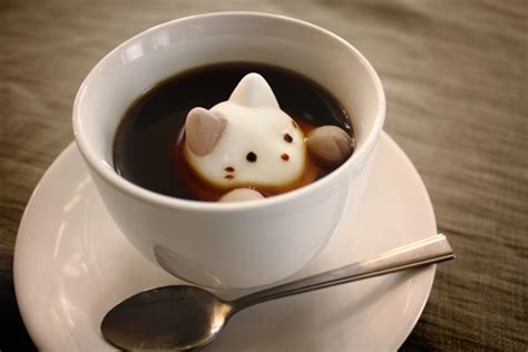 Marshmallows That Look Like Cats In Hot Chocolate Spoon And Tamago