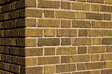 Vintage Brown Brick Wall Corner Texture Background With Low Angle