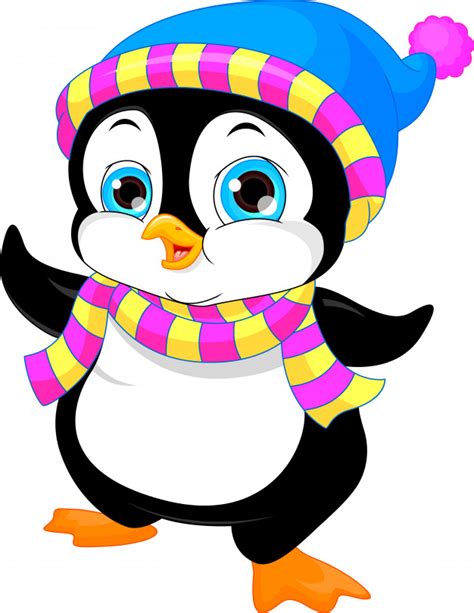 Cute Penguin Cartoon Waving Vector Premium Download