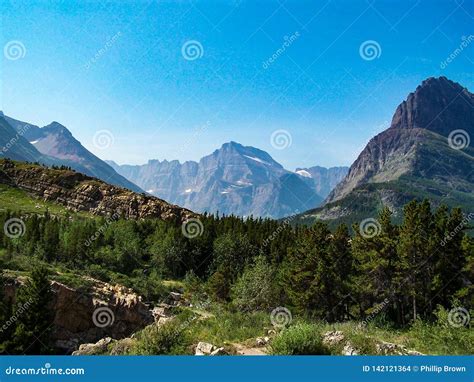 Scenic Snow Capped Mountains Glacier National Park Stock Photo Image