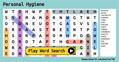 Personal Hygiene Word Search