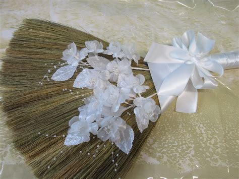 Wedding Jump Broom With Roses And Pearls Decorated Jump Broom Etsy