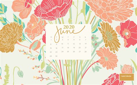 Floral June 2020 Wallpaper Calendar Wallpaper Wallpaper Calendar