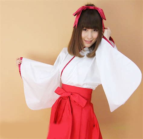 Inuyasha Kikyo Kimono Cosplay Costume Mikofuku Dresses Costume
