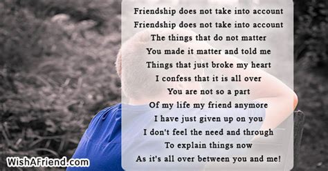 Friendship Does Not Take Into Account Broken Friendship Poem