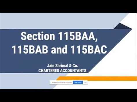 The income tax act was enacted in the year 1961 and is the statute under which everything related to taxation is listed. Section 115BAA, 115BAB, 115BAC of The Income Tax Act - YouTube