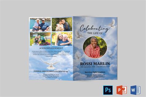 Blue Sky Funeral Program Template Funeral Program Template Word