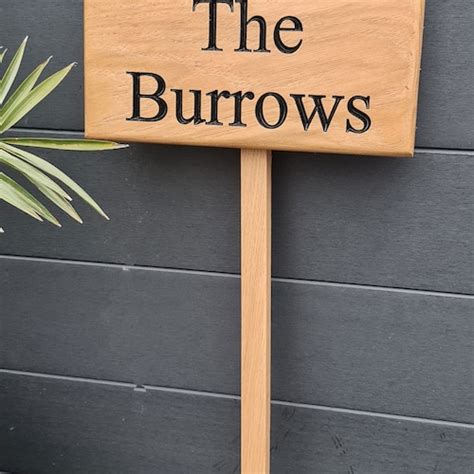Oak House Sign With Posts Carved Personalised Custom Etsy Uk