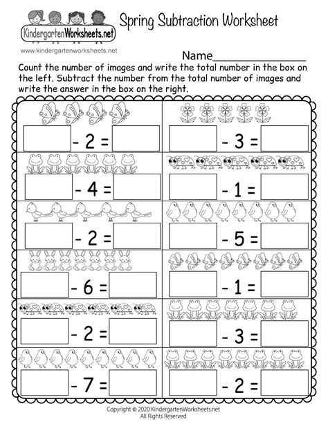 Addition And Subtraction Worksheets For Kindergarten To Ten 58a
