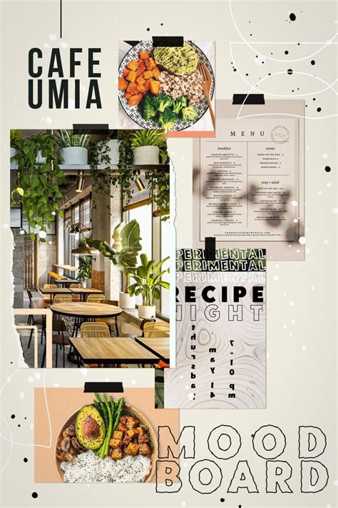 A Collage Of Food And Menus With The Words Cafe Umia On It