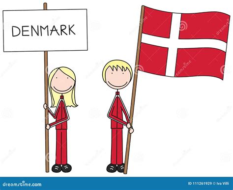 Danish Flag Cartoon Vector 111261929