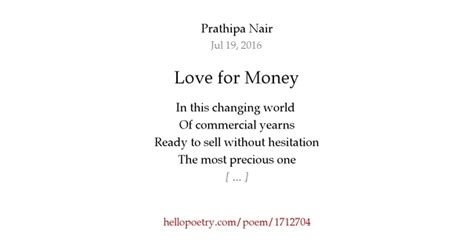 Love For Money By Prathipa Nair Hello Poetry