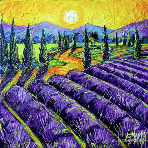 Lavender Field Provence Mon Amour Impasto Palette Knife Acrylic