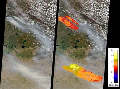 Large Smoke Plumes From Alberta Canada Fires Observed By Nasas Misr