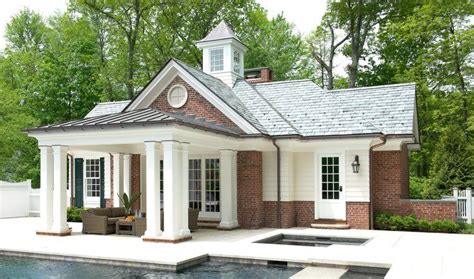 Brick Pool House With Slate And Copper Roof Pool Houses Custom Pools