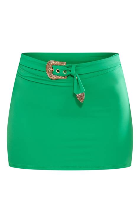 green buckle trim mini beach skirt swimwear prettylittlething uae