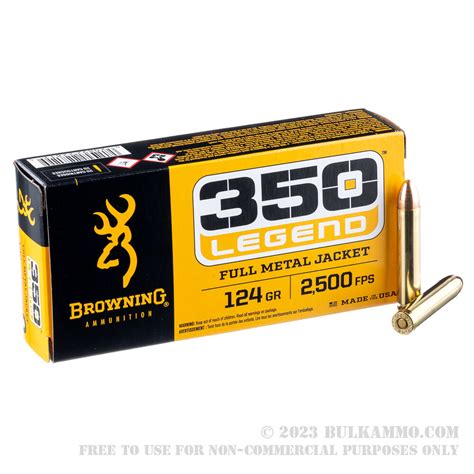 20 Rounds Of Bulk 350 Legend Ammo By Browning 124gr Fmj
