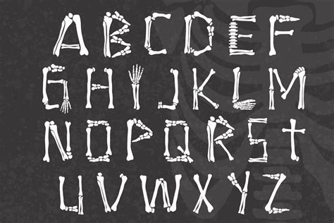 Skeleton Bones Font Lettering Halloween Design Wood Signs