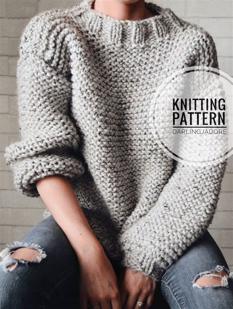 Knitting Pattern Chunky Knit Sweater Pattern Bulky Sweater Etsy