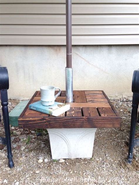 A wooden umbrella stand is no longer as popular as it once was; DIY Umbrella Stand With Side Table | Diy outdoor table, Patio umbrella stand, Outdoor umbrella stand