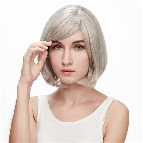 Short Grey Silver Heat Resistant Synthetic Wigs Best Crossdress