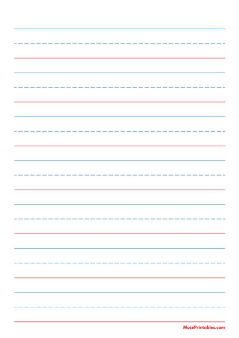Printable Blue And Red Handwriting Paper 1 Inch Portrait For A4 Paper
