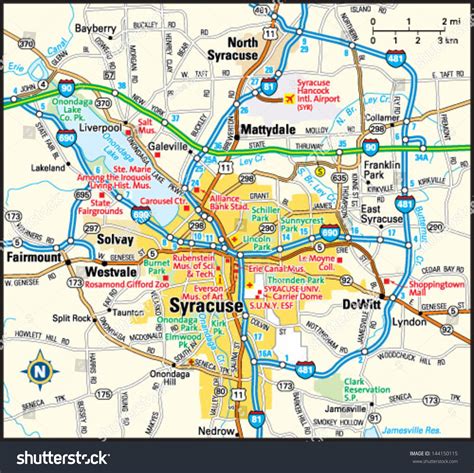 Syracuse New York Area Map Stock Vektorgrafik Lizenzfrei 144150115