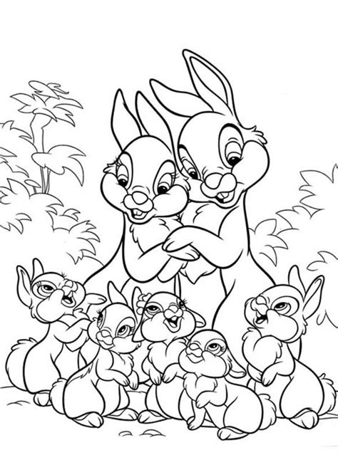 Thumper And Miss Bunny With All Their Kids Coloring Page