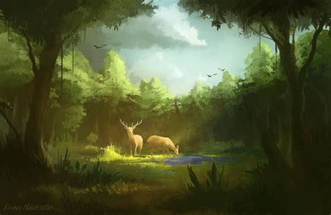 Download Nature Forest Fantasy Deer K Ultra Hd Wallpaper By Einar Nordstr M