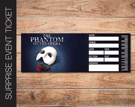 Printable Phantom Of The Opera Broadway Surprise Ticket Etsy Ireland