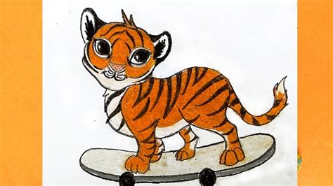 How To Draw A Tiger Cub For Kids Youtube