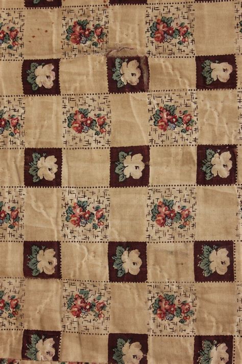 Antique French Quilt 1830 Pique Provence Printed Fabric Small Scale