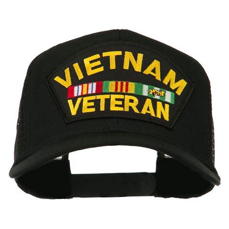 Vietnam Veteran Military Patched Mesh Back Cap Black Cw11nd5ji2h