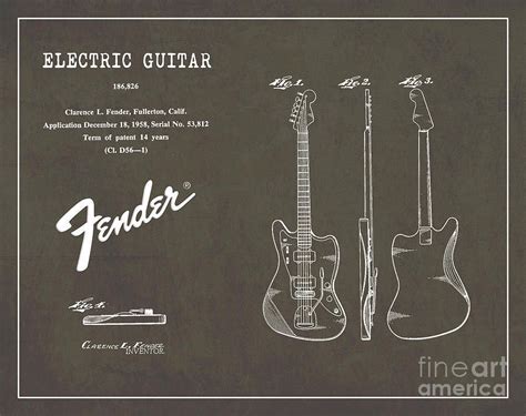 Original Fender Guitars Patent Art Prints Set Of Four Photos 8x10 Makes