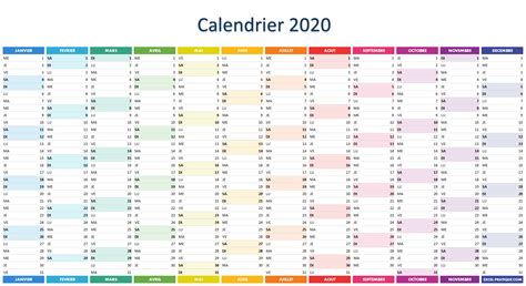 Calendrier 2020 Simple