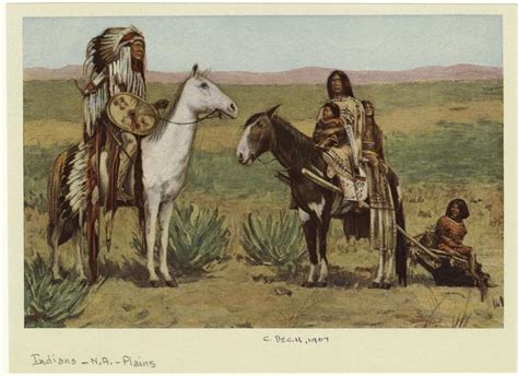 Group Of North American Indians Riding Horses Great Plains Ca Early
