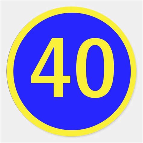 Number 40 In A Circle Classic Round Sticker Zazzle
