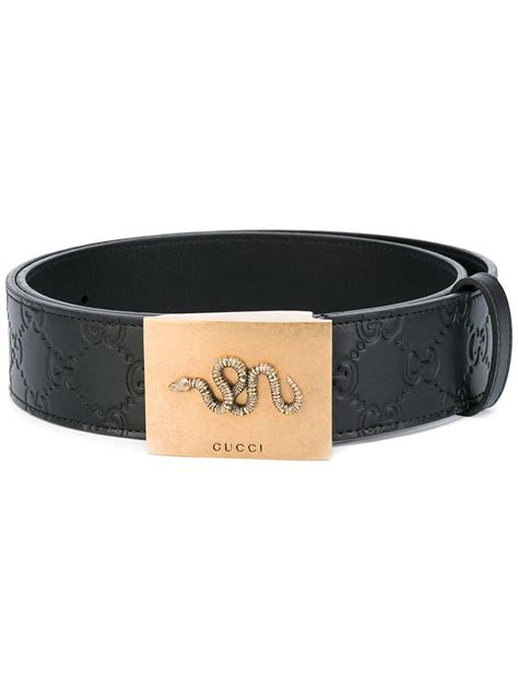 Gucci Leather Snake Buckle Belt In Black Lyst