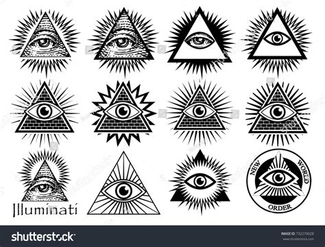 Illuminati Symbols Masonic Sign All Seeing Stock Vector Royalty Free