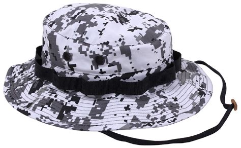 City Digital Camouflage Boonie Hat Black White Camo Bucket Hats W Chin Strap Jungle Hat