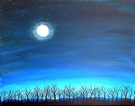 Moonlight On A Forest Painting By Sabrina Zbasnik Fine Art America