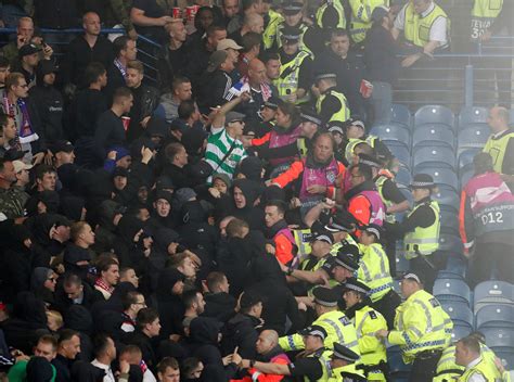 Rangers V Feyenoord Dutch Fans Including One In Celtic Strip Battle Cops At Ibrox The