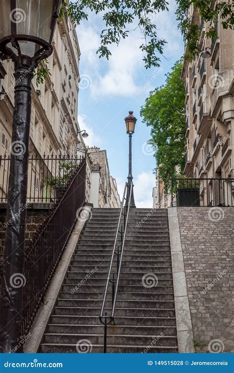 Stairs In The Famous Streets Of Montmartre In Paris Stock Photo Image