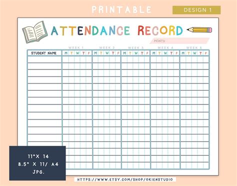 Editable Homeschool Attendance Sheet Teacher Log Digital Etsy